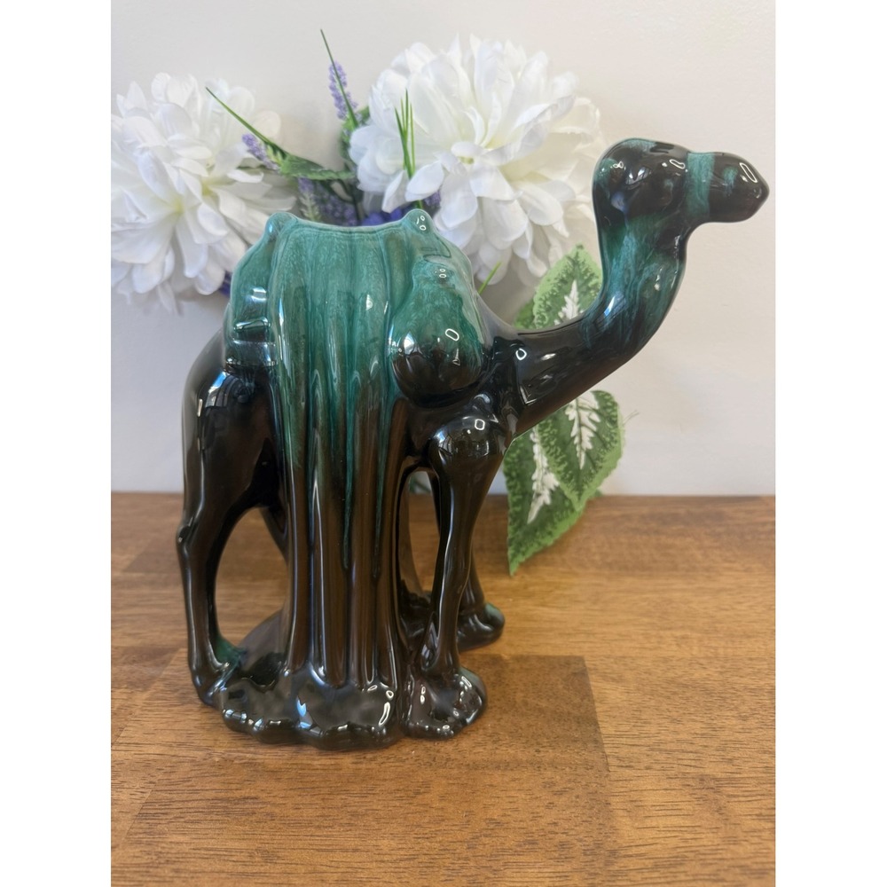 Vintage Blue Mountain Pottery Green Drip‎ Glaze Standing Camel Figurine Canada